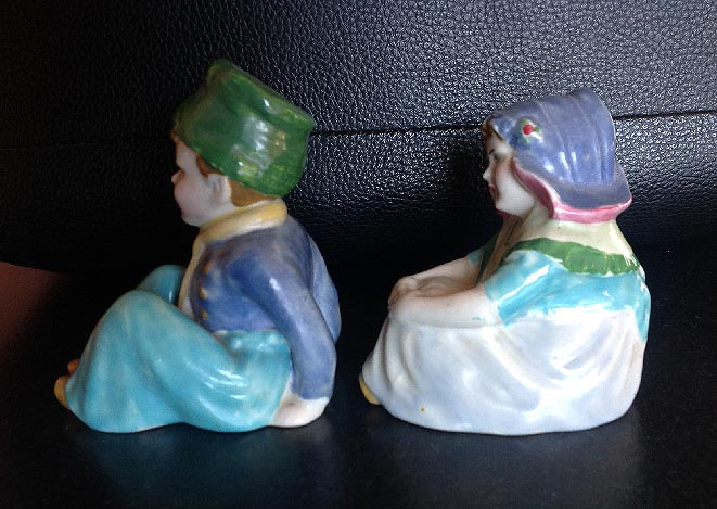pair of vintage hand painted English Savoy porcelain boy and girl figures